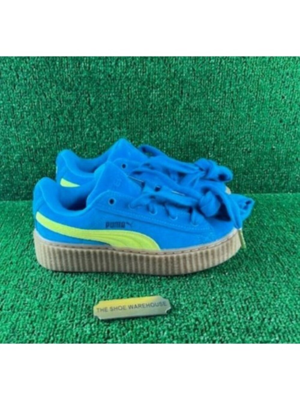 Women's PUMA Fenty x Creeper Phatty Speed Blue Lime Shoes 399332-02 Size 5.5